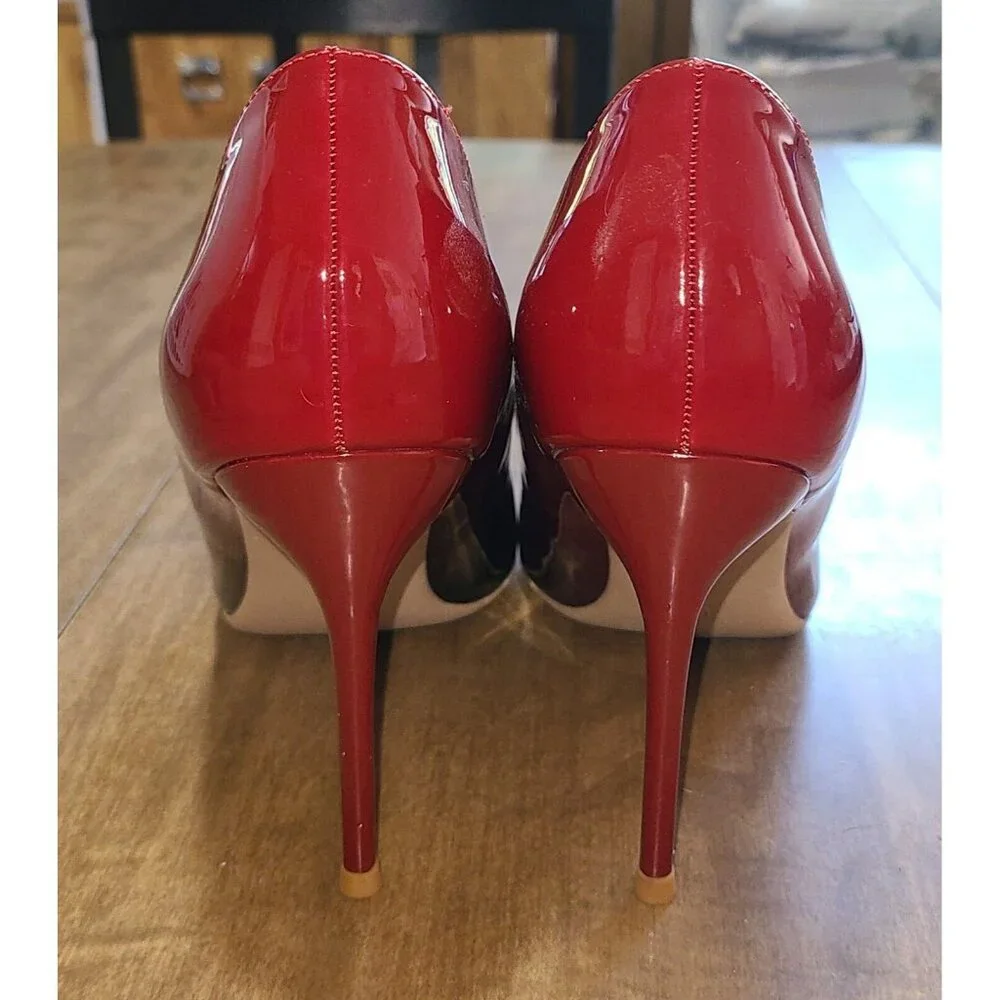 Gen Shuo Stilettos 8.5 Red & Black Heels. Women's Pointed Toe 4" Heel_7